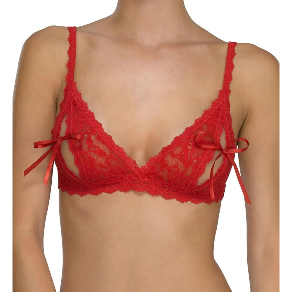 HANKY PANKY NWT Red Lace Peekaboo Bralette $54 SIZE MEDIUM Sexy Gift Anniversary - Picture 3 of 5